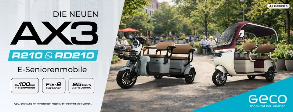 Geco AX3 RD210 3-Rad scooter Elektromobil mit Dach 72V 1800W pilt 2