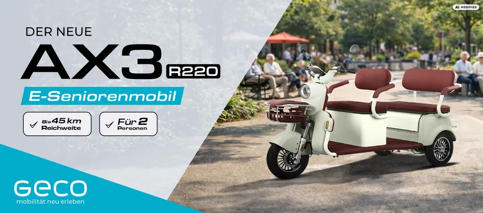 Geco AX3 Dreirad Scooter R220 Elektro Roller Mobile für 2000W 72V pilt 3