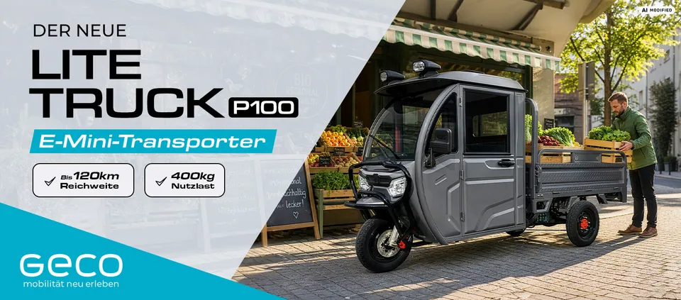 Geco Lite Truck P100 gXP Dreirad Kabinenroller Cargo TUK TUK Kipper 72V pilt 2